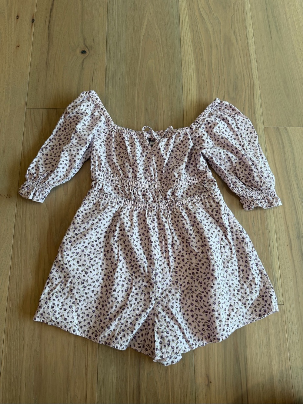 Old Navy Light Pink Floral Off-Shoulder One-Piece Romper